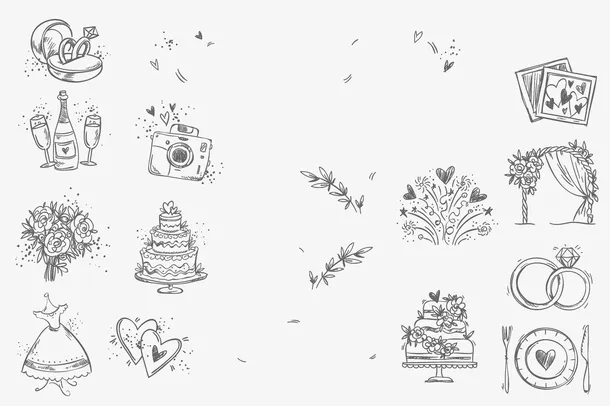 卡通婚礼元素免抠