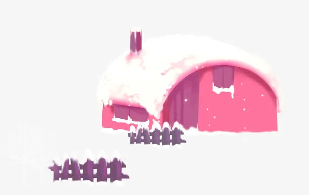 雪地红色小屋免抠