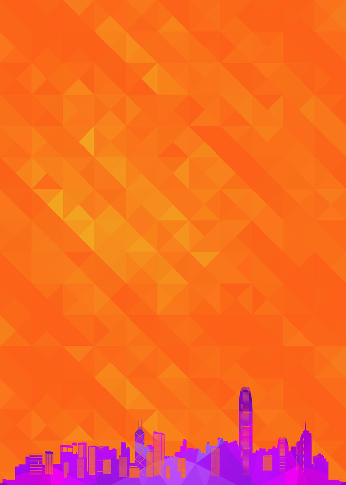 橘色几何图形城市剪影背景高清