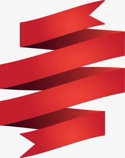 红色简约绸带免抠