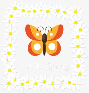 白色春花装饰边框免抠