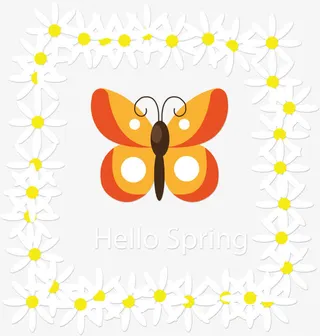 白色春花装饰边框免抠