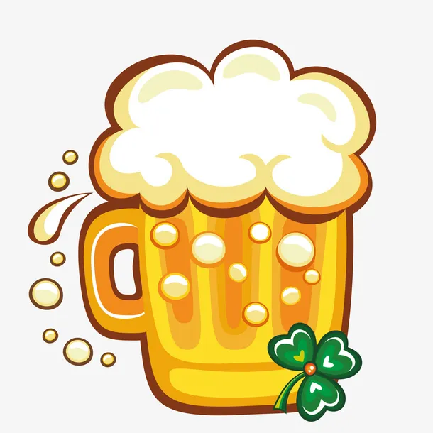 手绘卡通一杯啤酒免抠