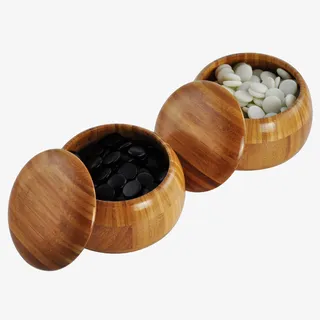 木质围棋棋盒白棋和黑棋免抠