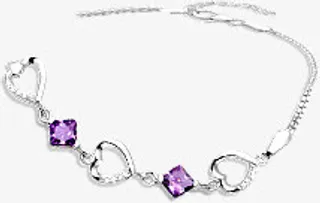 纯银爱心手链紫水晶免抠