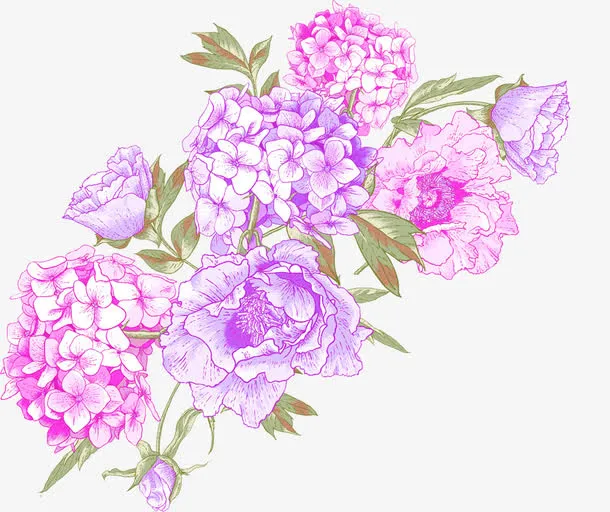 创意合成花朵开放水彩效果免抠