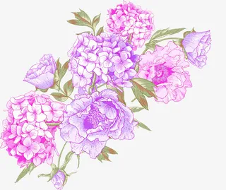 创意合成花朵开放水彩效果免抠