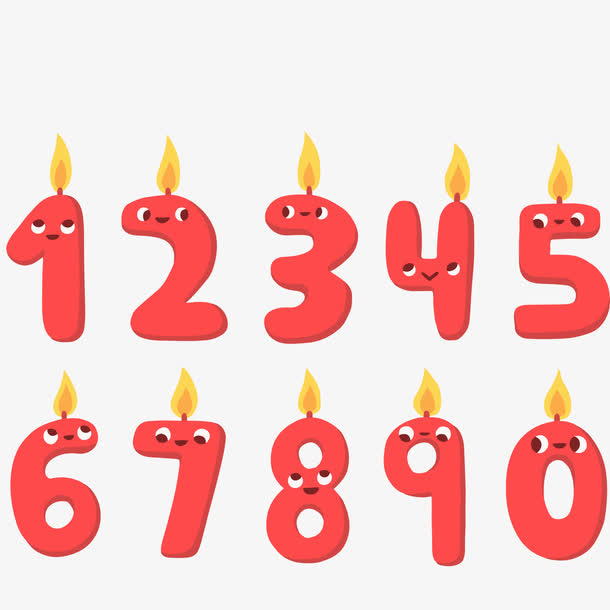 红色的数字蜡烛设计免抠