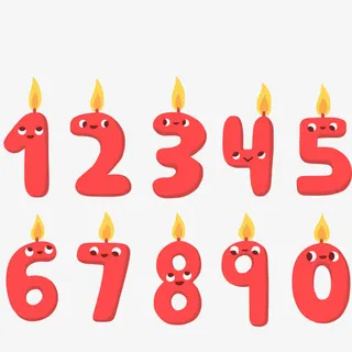 红色的数字蜡烛设计免抠