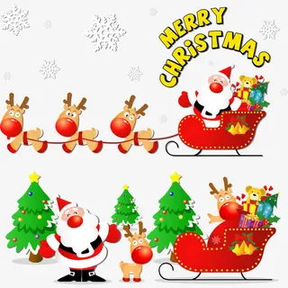 圣诞老人和圣诞树等矢量图免抠