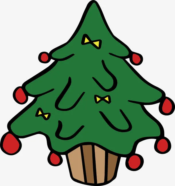 可爱圣诞树杯子蛋糕免抠