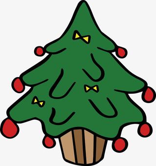 可爱圣诞树杯子蛋糕免抠