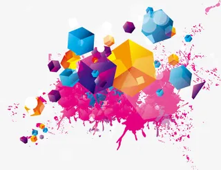 炫彩墨迹图案免抠