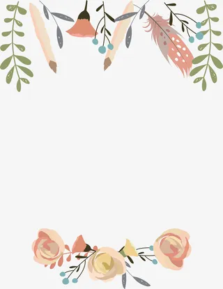 矢量小清新花卉边框免抠