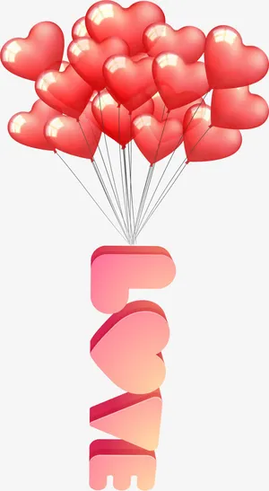 红色情人节LOVE气球免抠