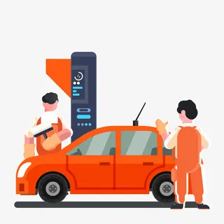 卡通红色的汽车在免抠