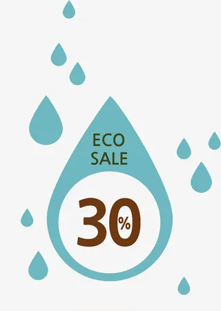 卡通水滴促销标签免抠