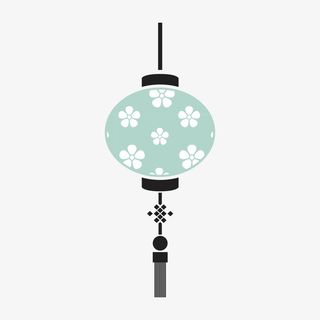 蓝色梅花灯笼免抠