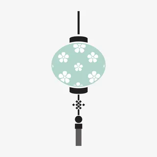 蓝色梅花灯笼免抠