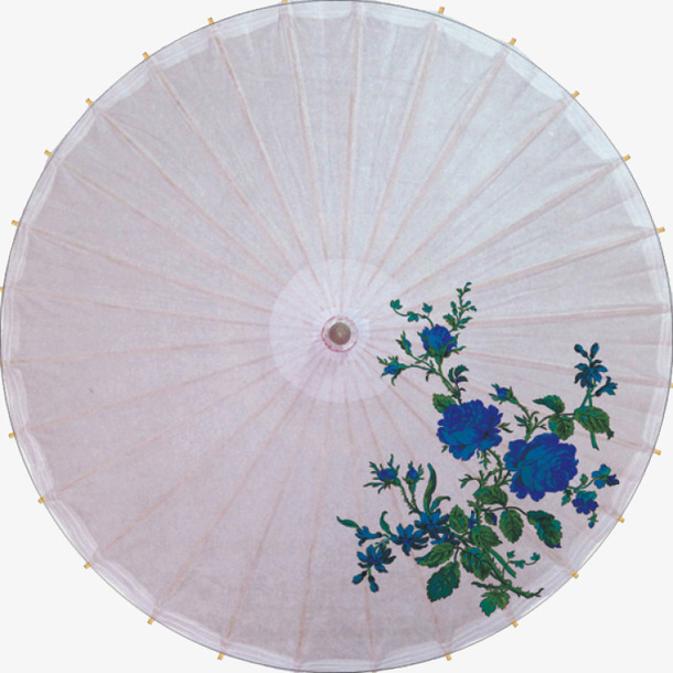 白色蓝花伞免抠