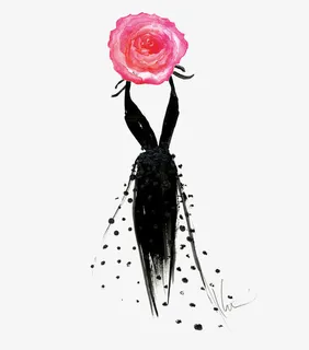 粉色黑色中国风花朵女人节免抠