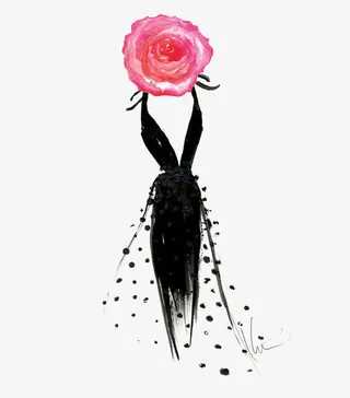 粉色黑色中国风花朵女人节免抠