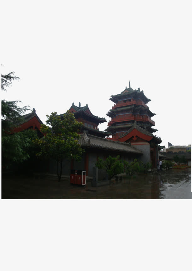 绿色花园楼台风景图免抠
