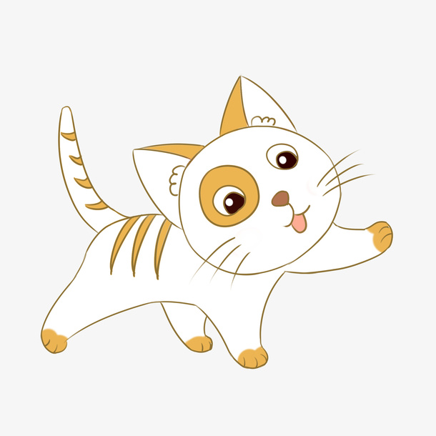 手绘可爱小花猫插画免抠