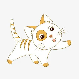 手绘可爱小花猫插画免抠