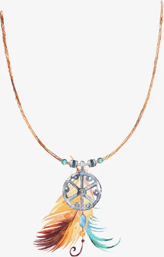 手绘水彩部落挂饰项链民族风免抠