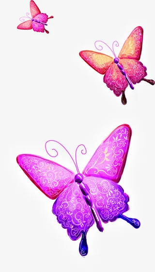 春天黄粉色纹理蝴蝶免抠装饰动物元素