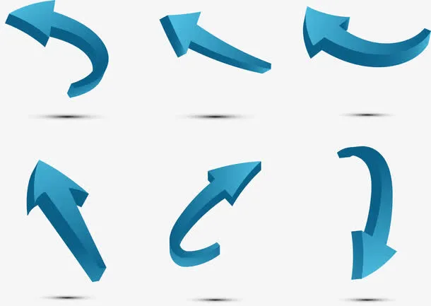 矢量手绘蓝色箭头免抠