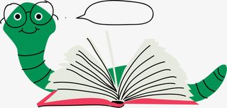 卡通书籍绿色书虫免抠