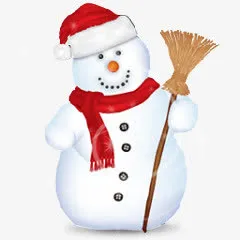 创意圣诞节元素拿着扫把的雪人免抠