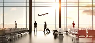 飞机场离别剪影背景装饰高清