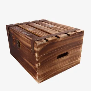 棕色格子红酒木箱免抠