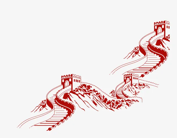 万里长城山水画免抠