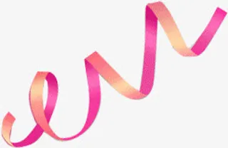 粉黄色渐变漂浮丝带免抠