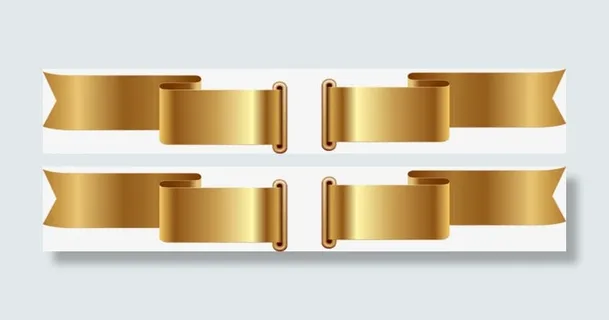 金色丝带装饰免抠