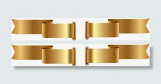 金色丝带装饰免抠