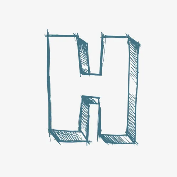 蓝色字母H免抠