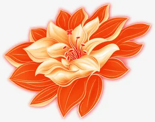 红色荷花手绘开业免抠