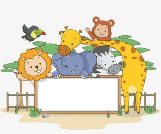 牌子后面的动物群体免抠