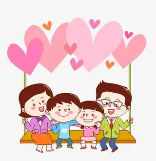 荡秋千的一家人免抠