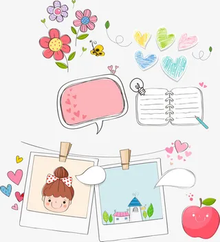 矢量花朵与相片免抠