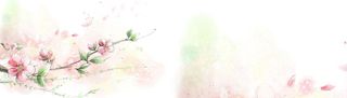 清新彩色水墨桃花中国风Banner背景高清