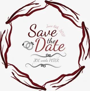 圆形拼接树枝边框免抠