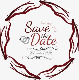 圆形拼接树枝边框免抠