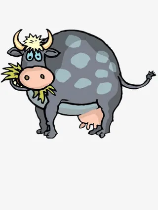 奶牛吃青草免抠