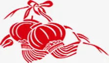 红色灯笼剪纸毛笔字免抠